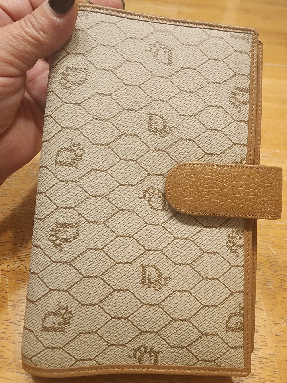 vintage Christian Dior brown honeycomb pattern planner or agenda cover